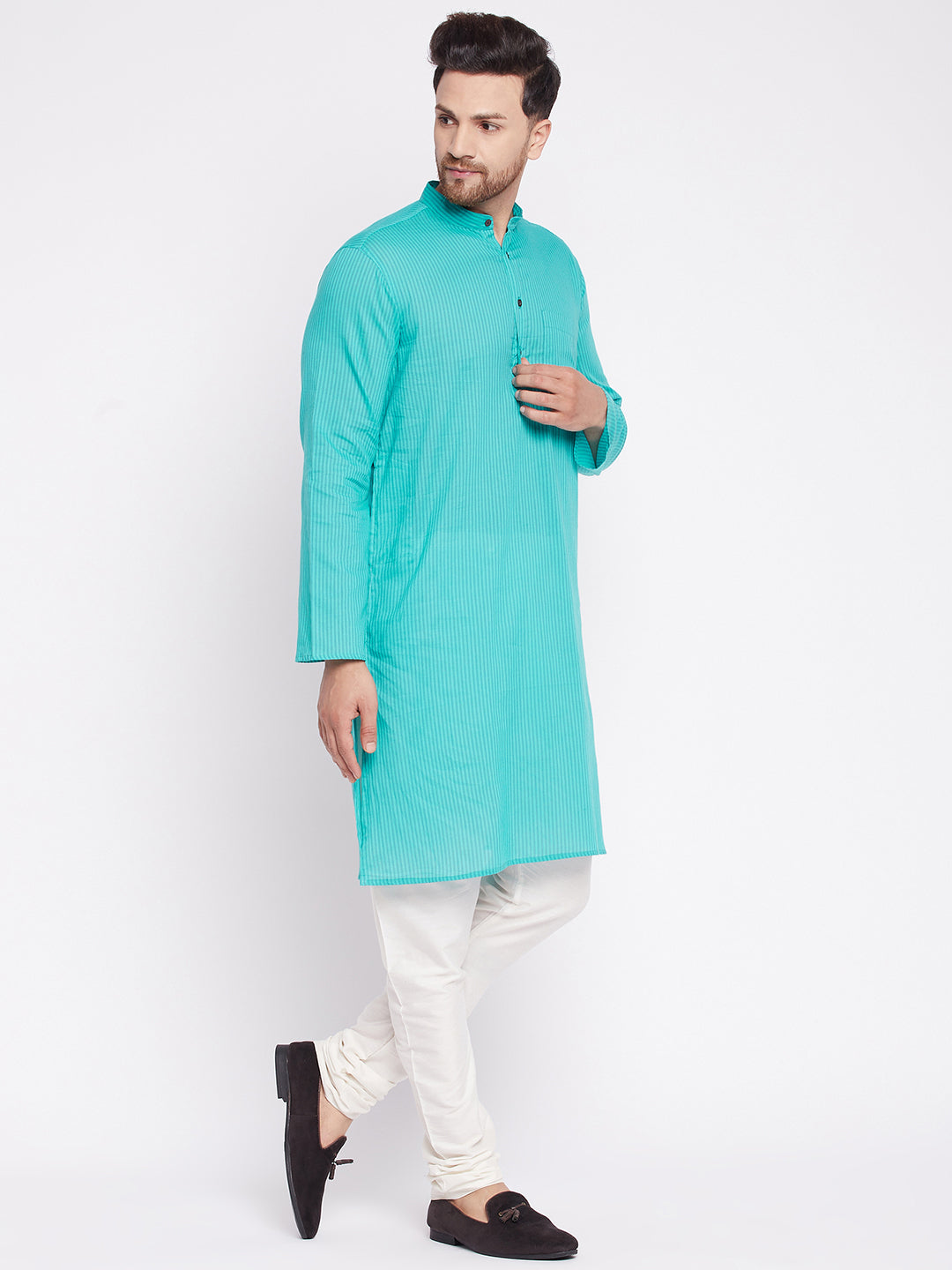 Men's Long Kurta with Band Colla