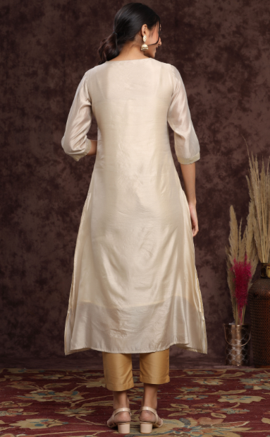 Women's Black Modal Chanderi Printed Straight Kurta
