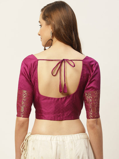Women's Wine Purple Brocade Blouse by Shringa