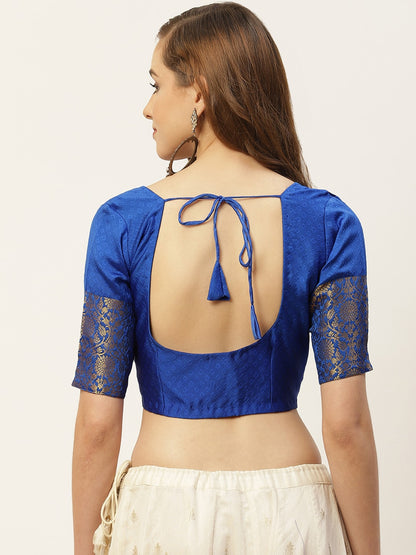 Women's Royal Blue Brocade Blouse by Shringaa