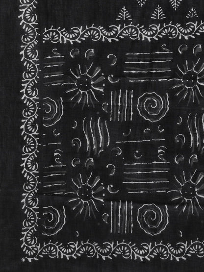 Women's  Black & White Printed Kurta with Palazzos & Dupatta