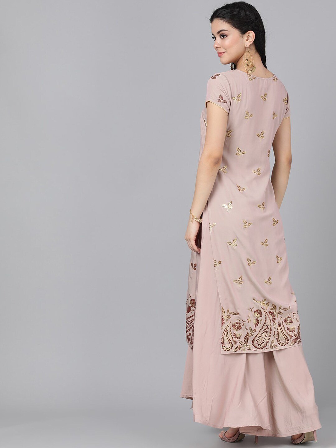 Women's  Nude-Coloured Printed Empire Dress
