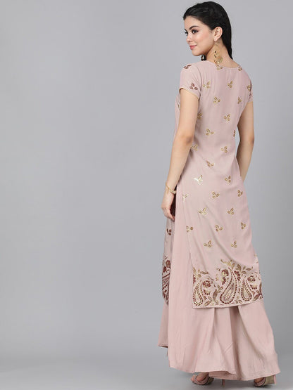 Women's  Nude-Coloured Printed Empire Dress