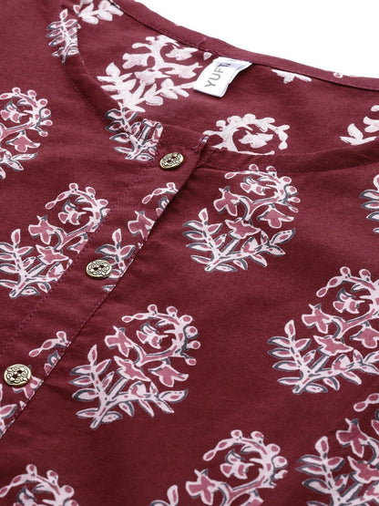 Women's Maroon & Baby Pink Kurta Set