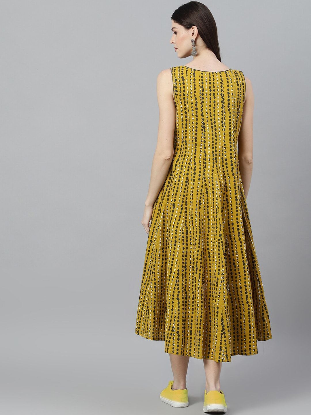 Women's  Mustard Printed A-Line Dress