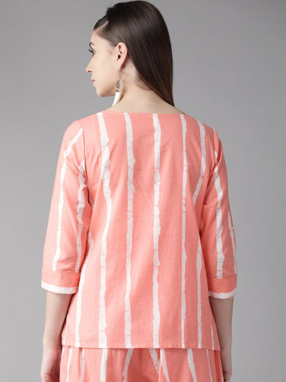 Women's  Pink & White Striped Top