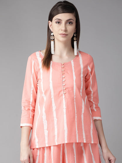 Women's  Pink & White Striped Top
