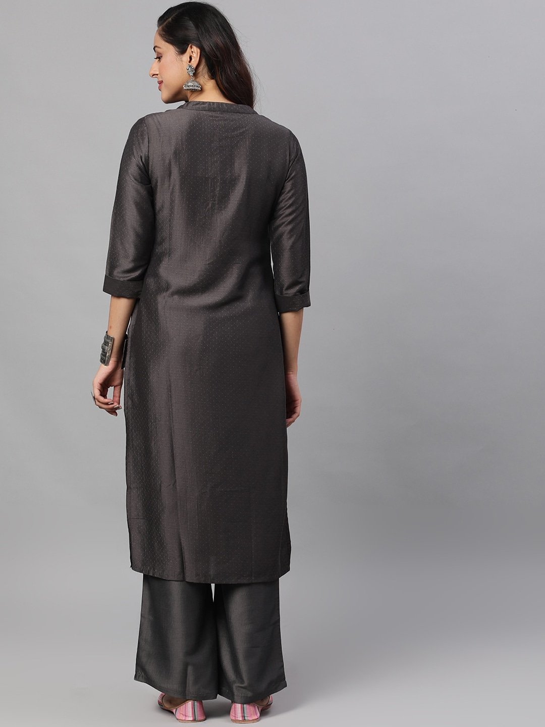 Women's  Black Printed Kurta with Palazzos