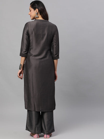 Women's  Black Printed Kurta with Palazzos