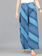 Women's  Blue Leheriya Printed Wide Leg Palazzos