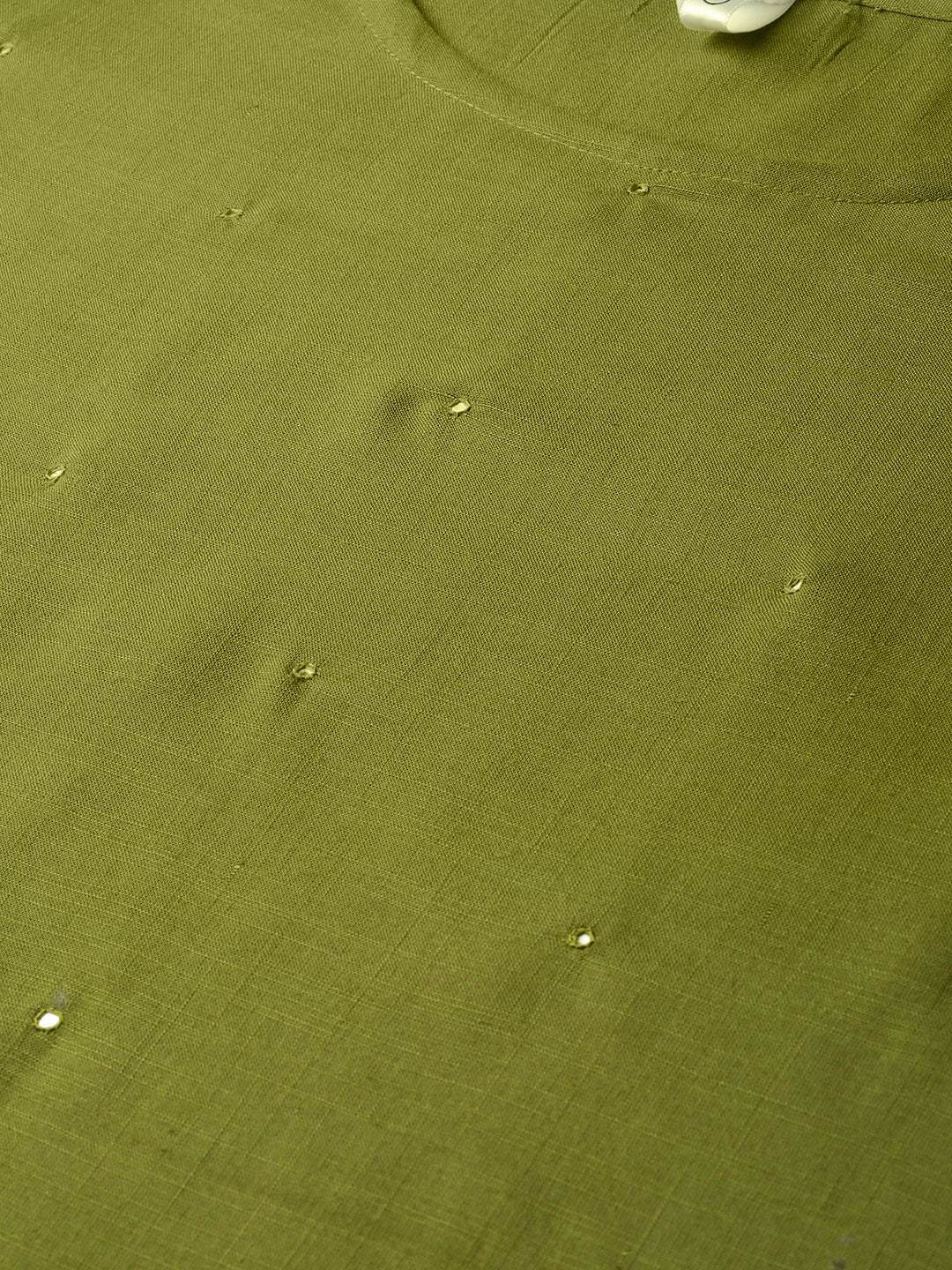 Women's  Green & Golden Printed Detail Kurta with Palazzos