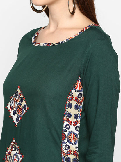 Women's Green Printed Kurta By Vbuyz- (