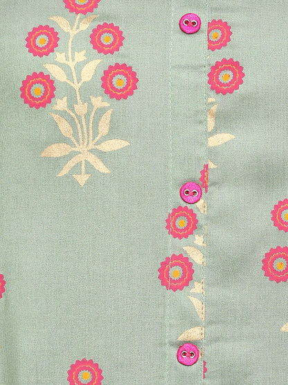 Women's Light Green Rayon Kurta By Vbu