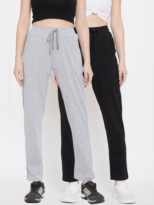 Women's Pack of 2 Track Pants-Black and Light Gr