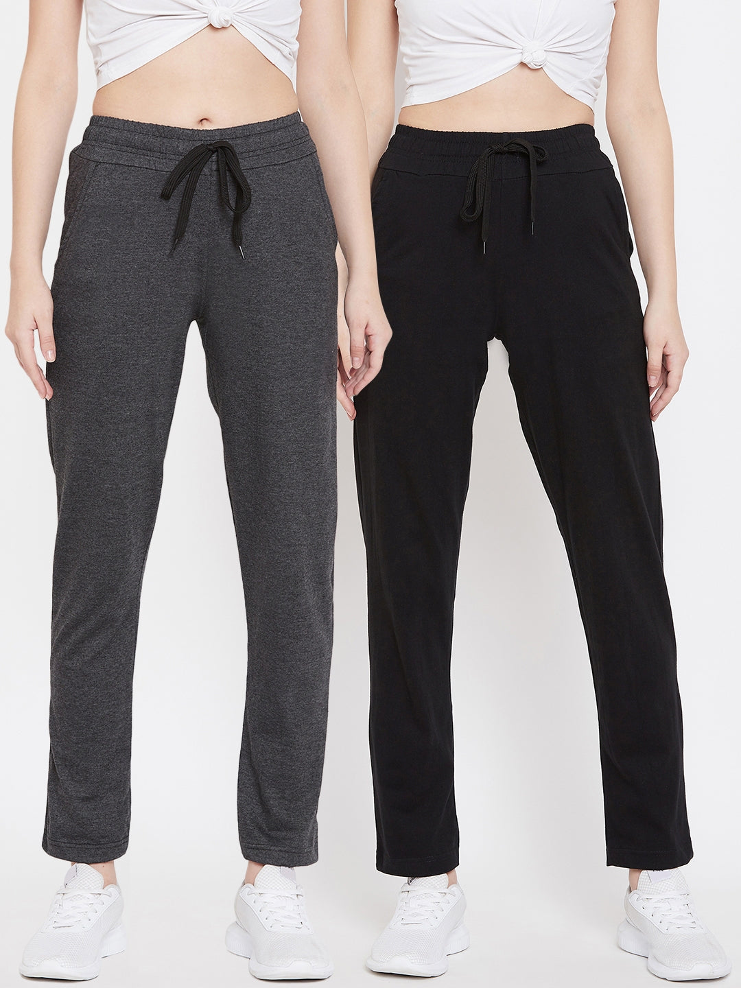 Women's Pack of 2 Track Pants-Navy and Light Gr