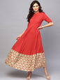 Women's  Red Solid Maxi Dress