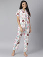 Women's Pink Makeup Digital Printed Night Suit Set