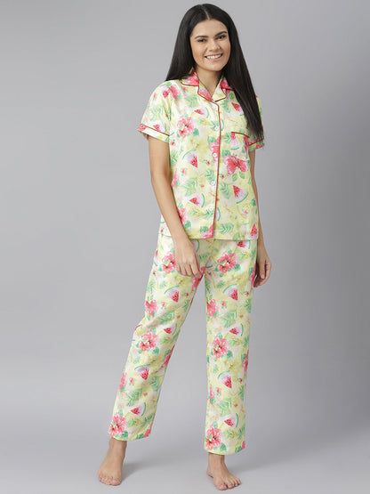 Women's Doughnut Digital Printed Night Suit Set