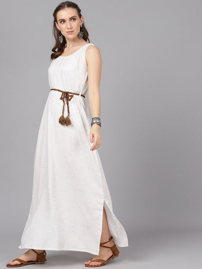 Women's  Off-White Self Design Maxi Dress