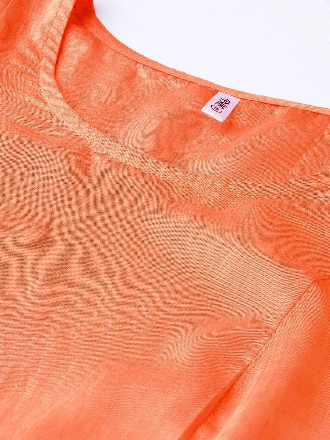 Women's  Orange Solid Straight Kurta with Palazzos & Dupatta