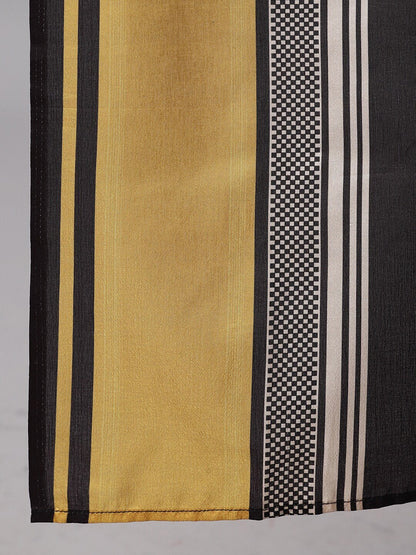 Women's  Black Solid Kurta with Churidar & Dupatta