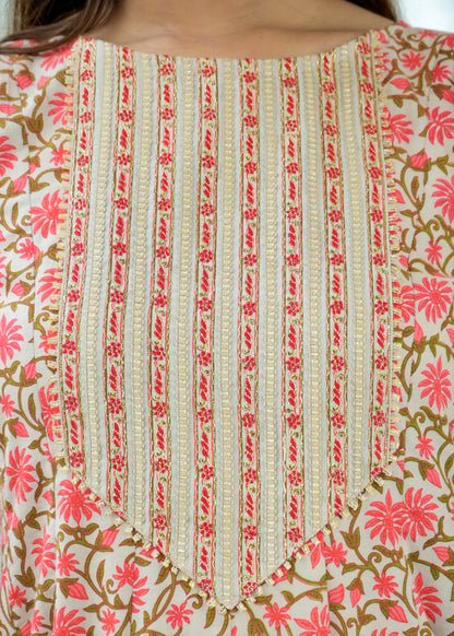 Women's Pink Printed Dupatta Set