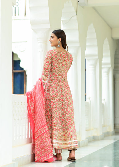 Women's Pink Printed Dupatta Set