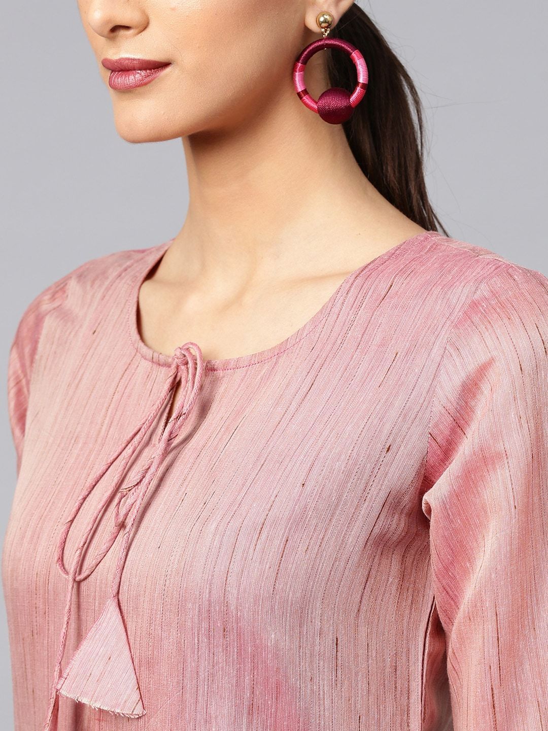 Women's  Mauve Solid Kurta with Palazzos
