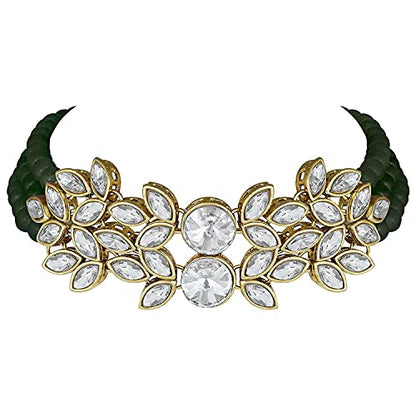 Women's 18kgoldplatedcrystalstonestuddedpearlchokersetforwomenml285m