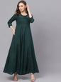 Women's  Green Solid Maxi Dress