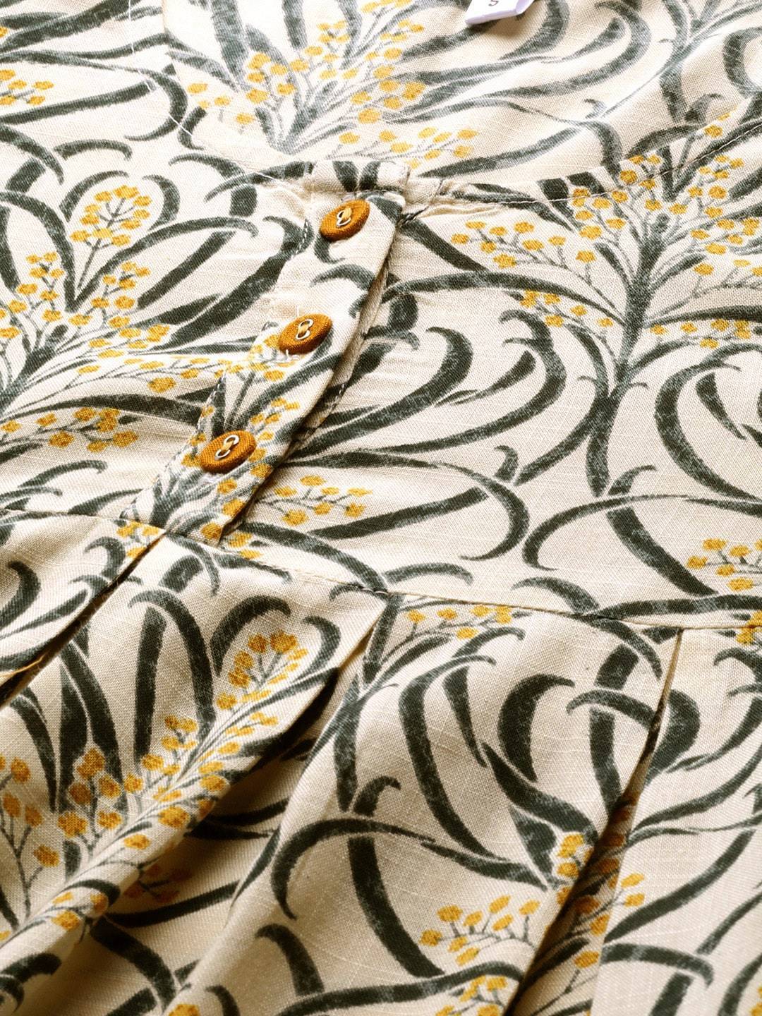 Women's Beige & Mustard Yellow Printed Tunic