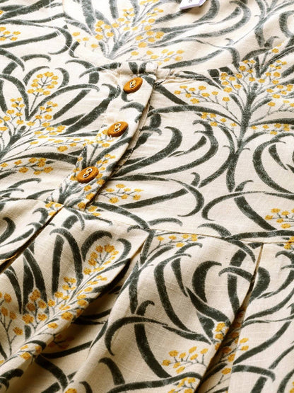 Women's Beige & Mustard Yellow Printed Tunic