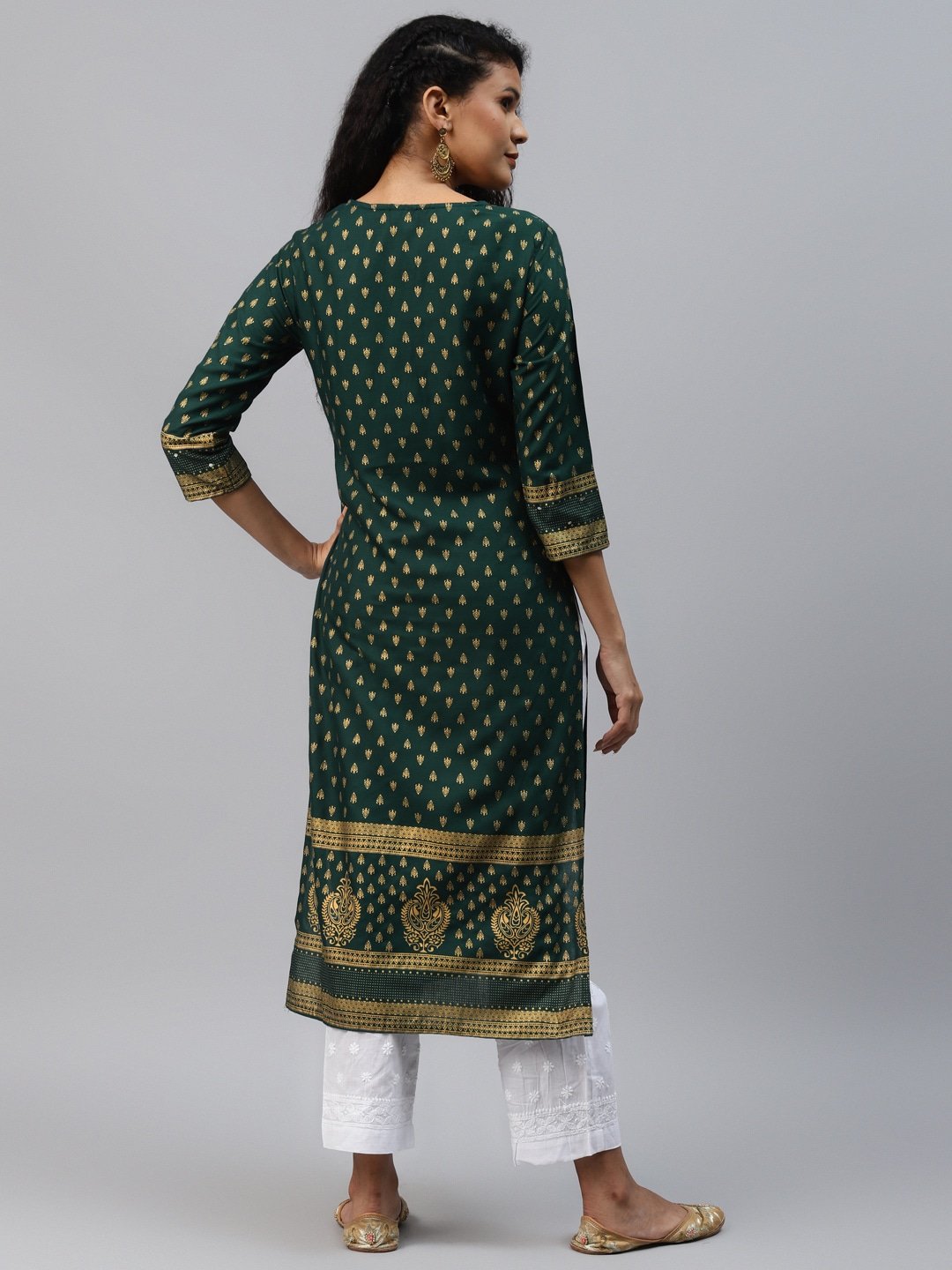 Women's Teal Green Printed Kurta