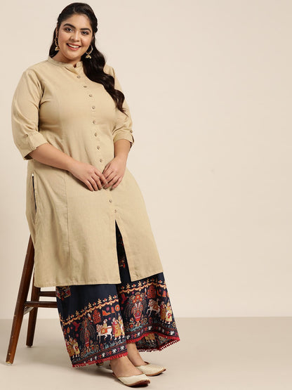 Women's Indigo Cotton Printed Flared Palazzo