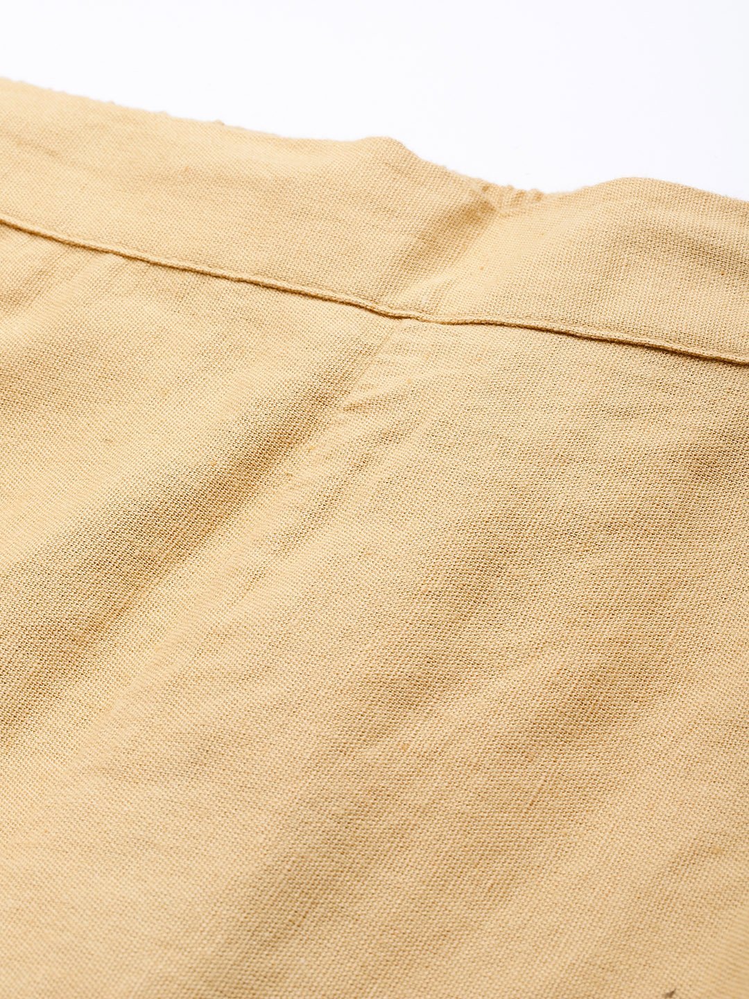 Women's Gold Cotton Solid Straight Pants