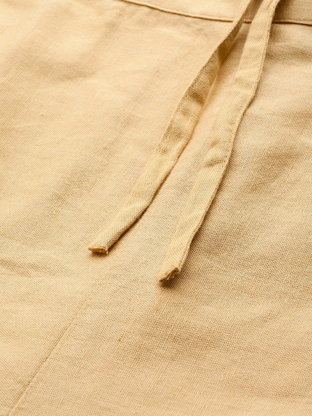 Women's Gold Cotton Solid Straight Pants