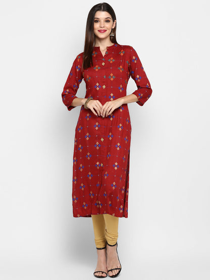 Women's Maroon Kurta By Vbuyz- (