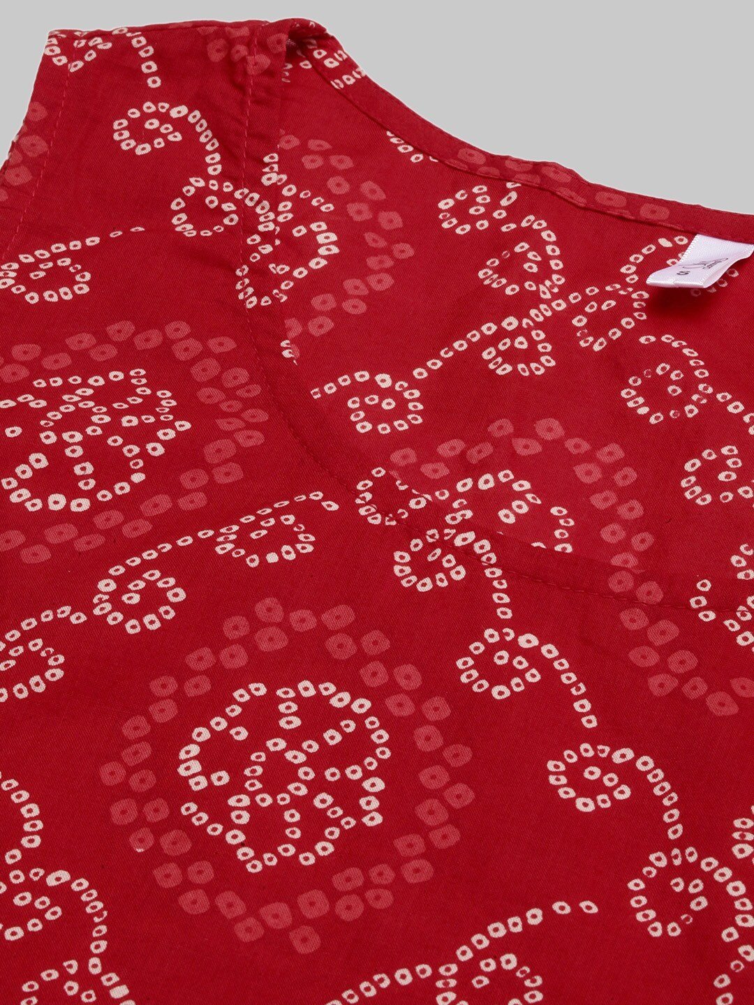 Women's  Red & White Printed A-Line Kurta