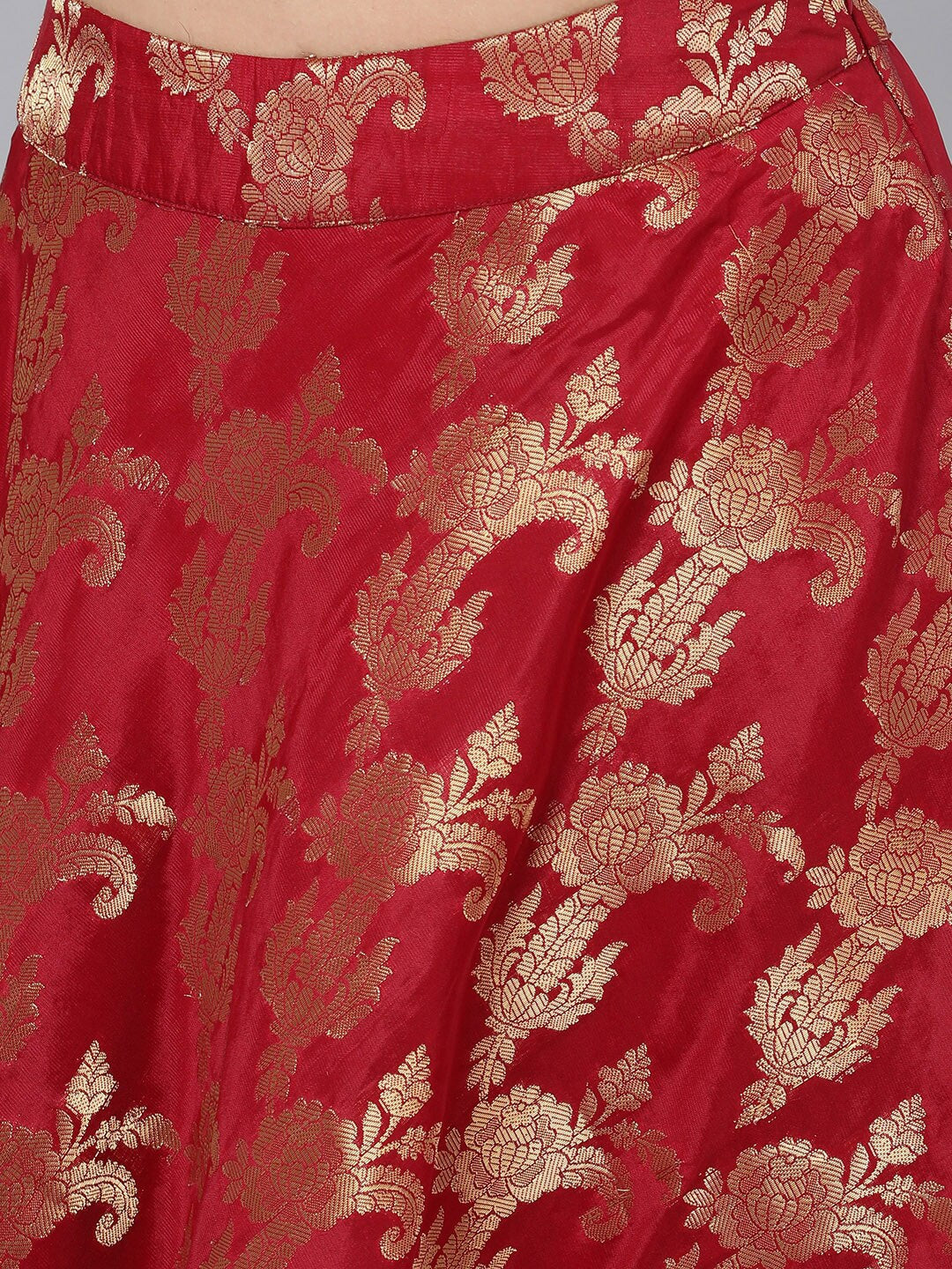 Women's Maroon Brocade Lehenga Choli With Dupatta