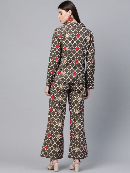 Women's Printed Coat with Trousers