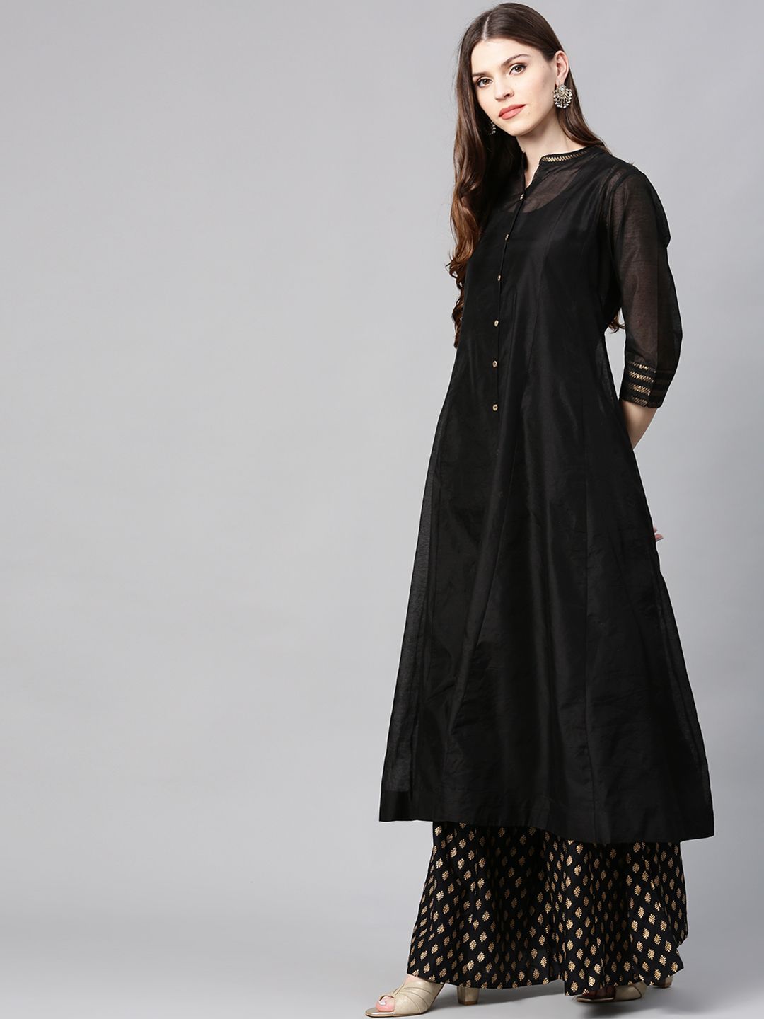 Women's Chanderi Embellished Jacket Style 2 Piece Kurta