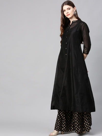 Women's Chanderi Embellished Jacket Style 2 Piece Kurta