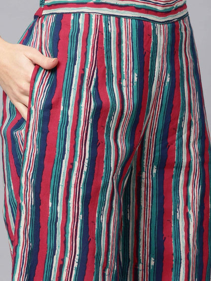 Women's  Off-White & Blue Printed Kurta with Palazzos