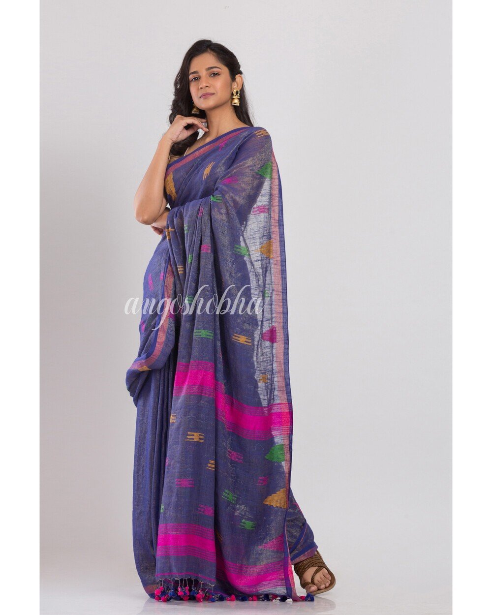 Women's Blue Handwoven Cotton Saree