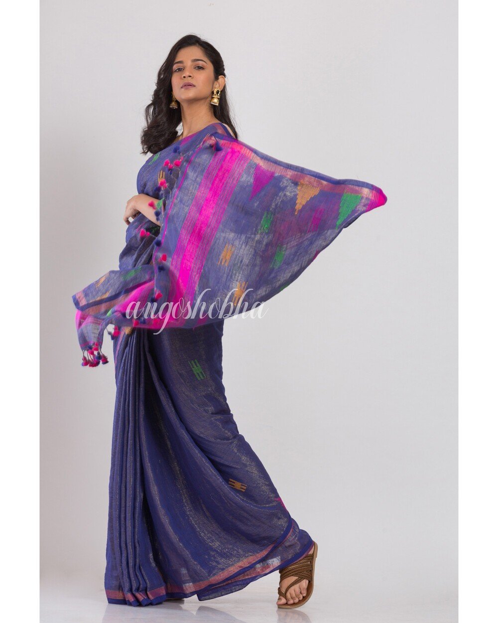Women's Blue Handwoven Cotton Saree