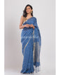Women's Blue Handwoven Linen Saree