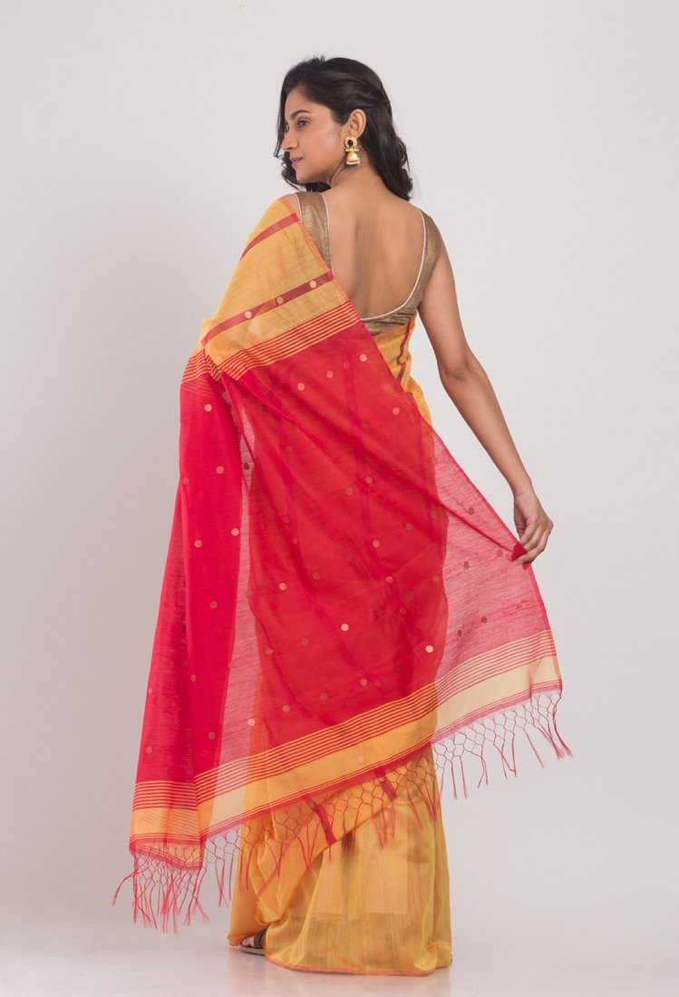 Women's Yellow cotton silk handloom saree