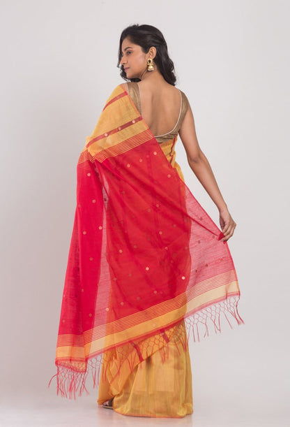 Women's Yellow cotton silk handloom saree