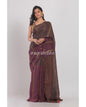 Women's Dark Brown Handwoven Linen Saree