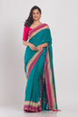 Women's Teal Handloom Cotton Saree